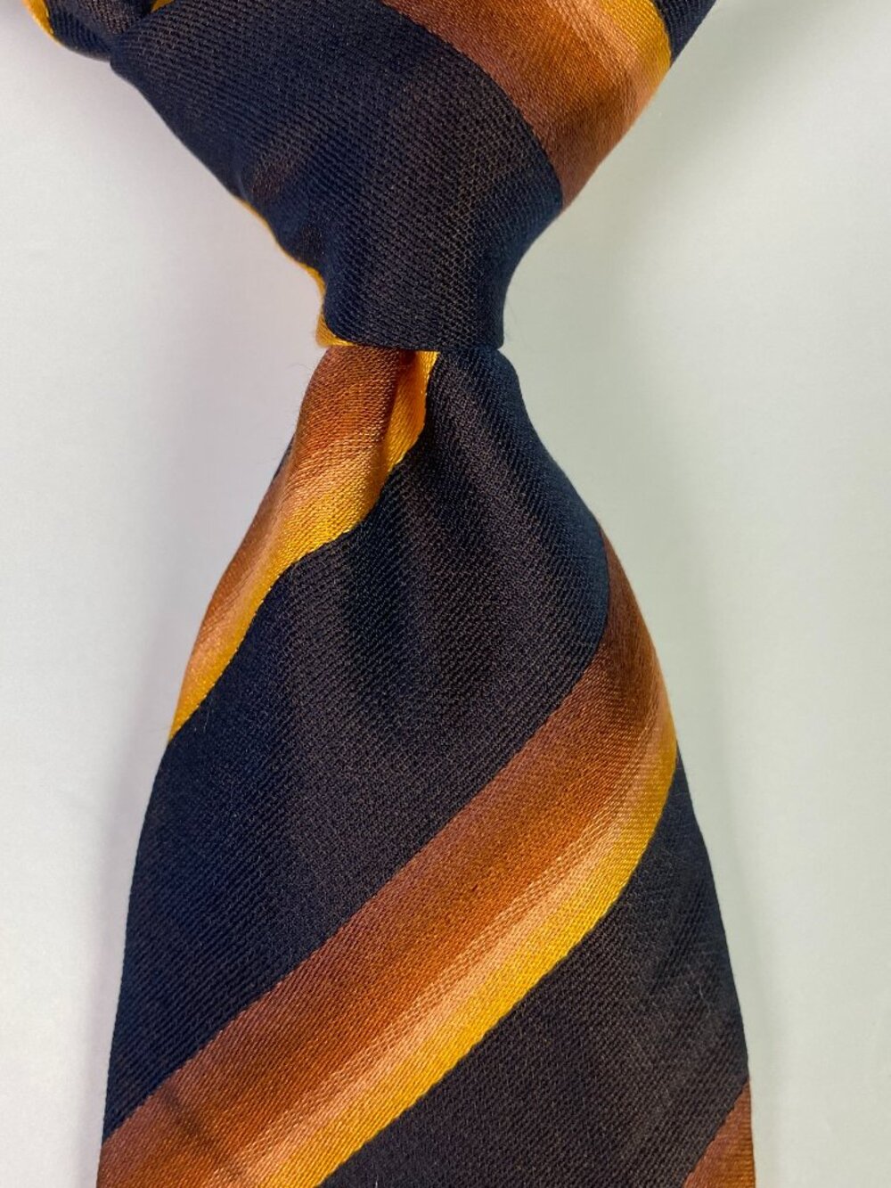 Hugo Boss Tie Brown Orange Diagonal Stripes Striped Silk Italy Southwestern